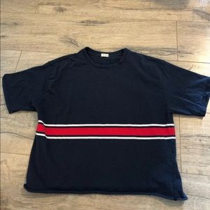 Brandy Melville navy blue stripe short sleeve top